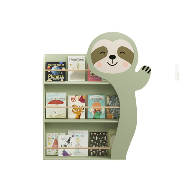 English Elm Sloth Shaped Wooden Kids Bookshelf 3 Tier Front Display Rack for Nursery Playroom W808P350381