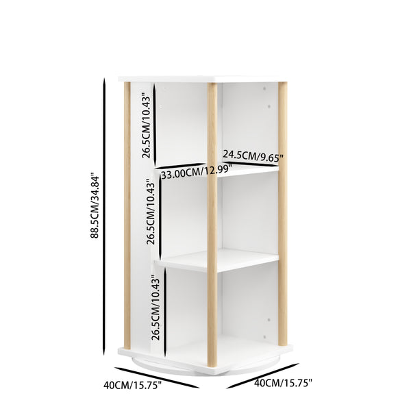 English Elm 360° Revolving Kids Bookcase with Chalkboard Panel Three Tier Wood Playroom Organizer W808P362277