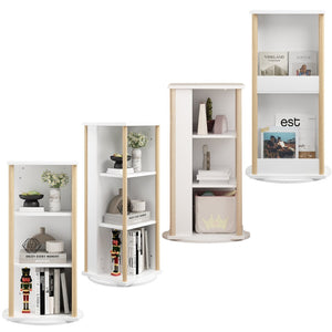 English Elm 360° Revolving Kids Bookcase with Chalkboard Panel Three Tier Wood Playroom Organizer W808P362277