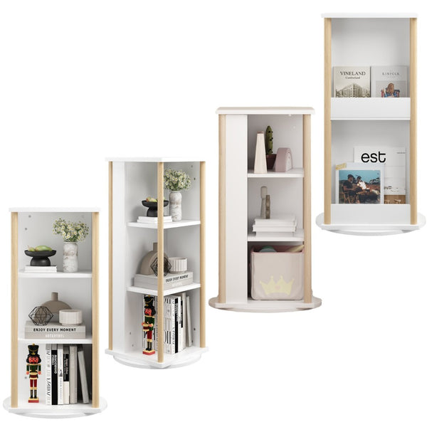 English Elm 360° Revolving Kids Bookcase with Chalkboard Panel Three Tier Wood Playroom Organizer W808P362277