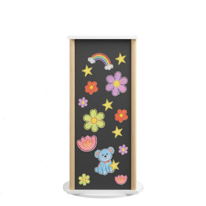 English Elm 360° Revolving Kids Bookcase with Chalkboard Panel Three Tier Wood Playroom Organizer W808P362277