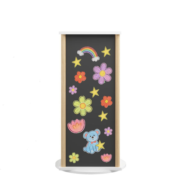 English Elm 360° Revolving Kids Bookcase with Chalkboard Panel Three Tier Wood Playroom Organizer W808P362277