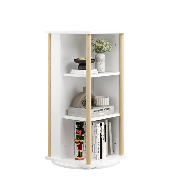 English Elm 360° Revolving Kids Bookcase with Chalkboard Panel Three Tier Wood Playroom Organizer W808P362277