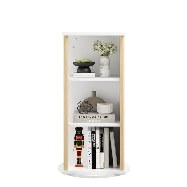 English Elm 360° Revolving Kids Bookcase with Chalkboard Panel Three Tier Wood Playroom Organizer W808P362277