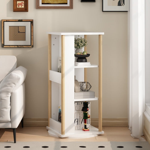 English Elm 360° Revolving Kids Bookcase with Chalkboard Panel Three Tier Wood Playroom Organizer W808P362277
