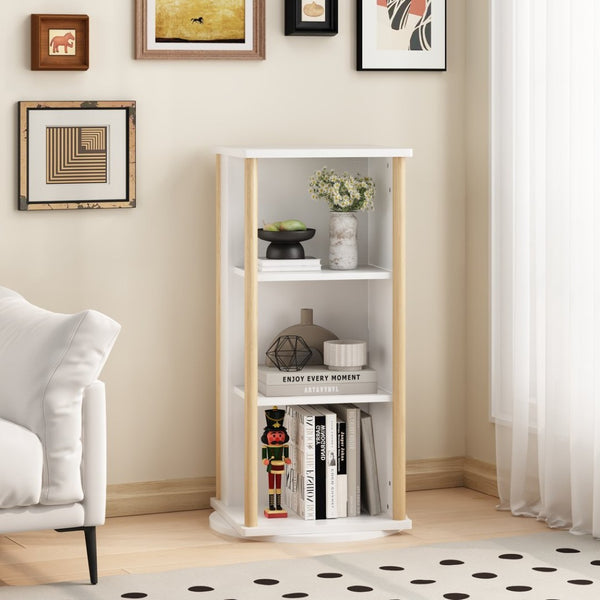 English Elm 360° Revolving Kids Bookcase with Chalkboard Panel Three Tier Wood Playroom Organizer W808P362277