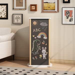 English Elm 360° Revolving Kids Bookcase with Chalkboard Panel Three Tier Wood Playroom Organizer W808P362277