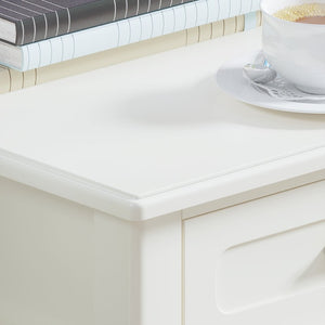 English Elm Cream High-gloss Vanity Desk with Three Drawers Slim Mdf Build for Bedroom W808P365096