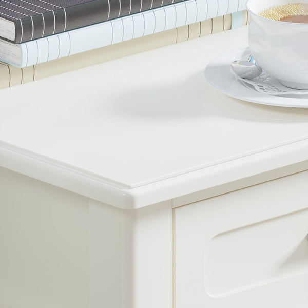 English Elm Cream High-gloss Vanity Desk with Three Drawers Slim Mdf Build for Bedroom W808P365096
