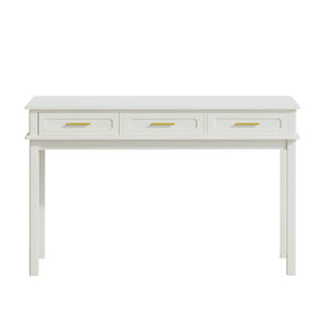English Elm Cream High-gloss Vanity Desk with Three Drawers Slim Mdf Build for Bedroom W808P365096