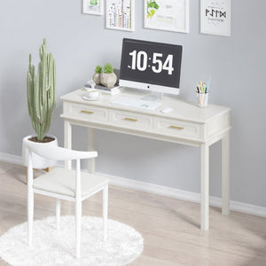 English Elm Cream High-gloss Vanity Desk with Three Drawers Slim Mdf Build for Bedroom W808P365096