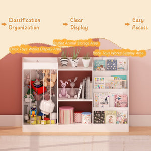 English Elm New Montessori Kids Bookshelf with Stepped Display Toy Storage and Stuffed Animal Organizer W808P379481