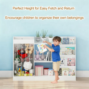 English Elm New Montessori Kids Bookshelf with Stepped Display Toy Storage and Stuffed Animal Organizer W808P379481