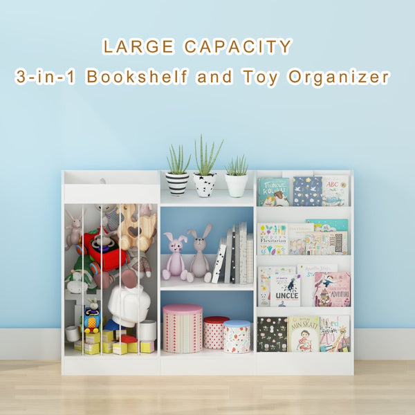 English Elm New Montessori Kids Bookshelf with Stepped Display Toy Storage and Stuffed Animal Organizer W808P379481