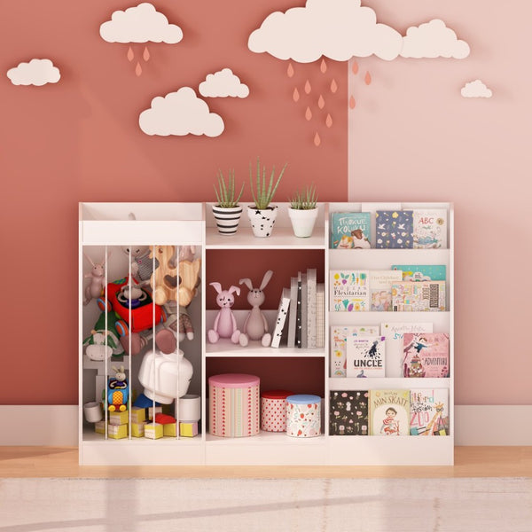 English Elm New Montessori Kids Bookshelf with Stepped Display Toy Storage and Stuffed Animal Organizer W808P379481