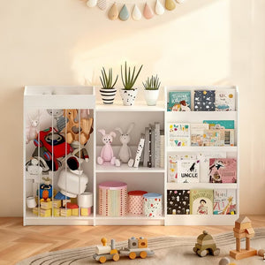 English Elm New Montessori Kids Bookshelf with Stepped Display Toy Storage and Stuffed Animal Organizer W808P379481