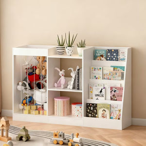 English Elm New Montessori Kids Bookshelf with Stepped Display Toy Storage and Stuffed Animal Organizer W808P379481