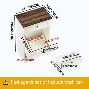 English Elm 10 Gallon Tilt Out Wood Trash Cabinet with Drawer Freestanding Kitchen Storage W808P379485