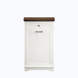 English Elm 10 Gallon Tilt Out Wood Trash Cabinet with Drawer Freestanding Kitchen Storage W808P379485