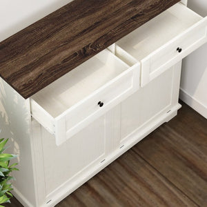 English Elm 20 Gallon Tilt Out Wood Trash Cabinet with Drawer Pet Proof Farmhouse Kitchen Storage W808P379486