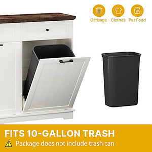 English Elm 20 Gallon Tilt Out Wood Trash Cabinet with Drawer Pet Proof Farmhouse Kitchen Storage W808P379486