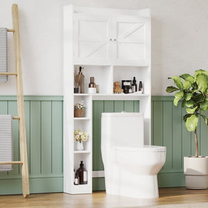 English Elm Over-the-toilet Cabinet Mdf Freestanding Bathroom Organizer with Open Shelving White Finish W808P389332