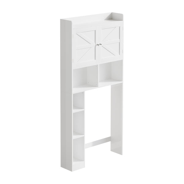 English Elm Over-the-toilet Cabinet Mdf Freestanding Bathroom Organizer with Open Shelving White Finish W808P389332