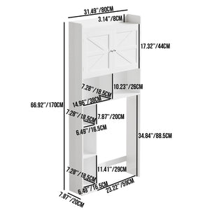 English Elm Over-the-toilet Cabinet Mdf Freestanding Bathroom Organizer with Open Shelving White Finish W808P389332