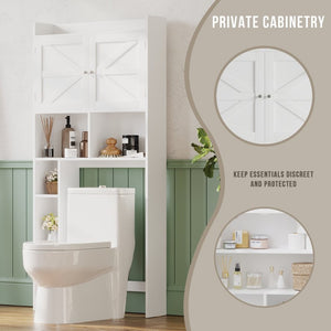 English Elm Over-the-toilet Cabinet Mdf Freestanding Bathroom Organizer with Open Shelving White Finish W808P389332