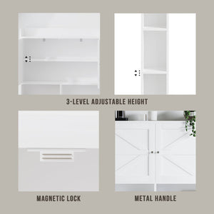 English Elm Over-the-toilet Cabinet Mdf Freestanding Bathroom Organizer with Open Shelving White Finish W808P389332