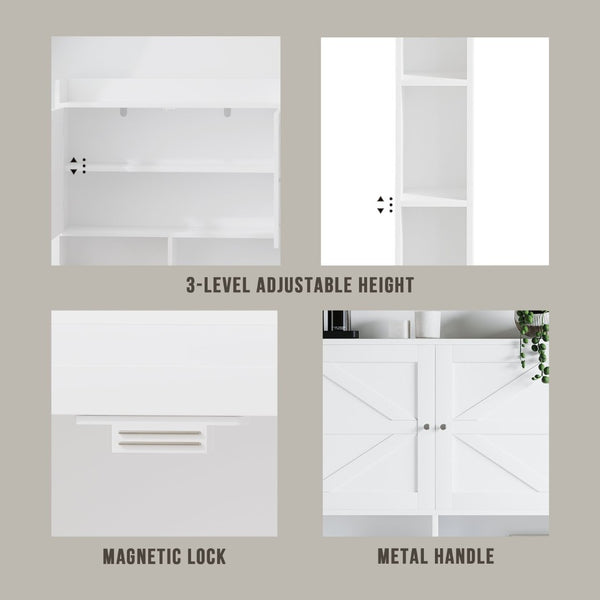 English Elm Over-the-toilet Cabinet Mdf Freestanding Bathroom Organizer with Open Shelving White Finish W808P389332