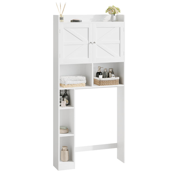 English Elm Over-the-toilet Cabinet Mdf Freestanding Bathroom Organizer with Open Shelving White Finish W808P389332