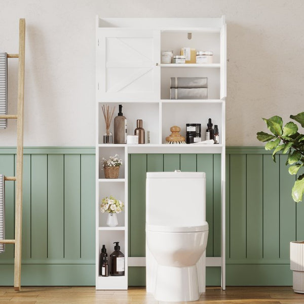 English Elm Over-the-toilet Cabinet Mdf Freestanding Bathroom Organizer with Open Shelving White Finish W808P389332