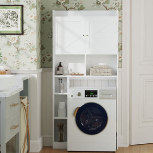 English Elm Over-the-toilet Cabinet Mdf Freestanding Bathroom Organizer with Open Shelving White Finish W808P389332