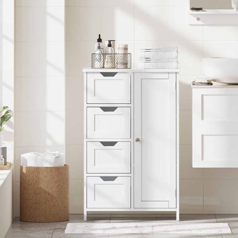 English Elm Bathroom Freestanding Cabinet with Four Drawers Mdf Organizer for Narrow Spaces W808P390790
