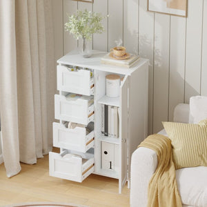 English Elm Bathroom Freestanding Cabinet with Four Drawers Mdf Organizer for Narrow Spaces W808P390790