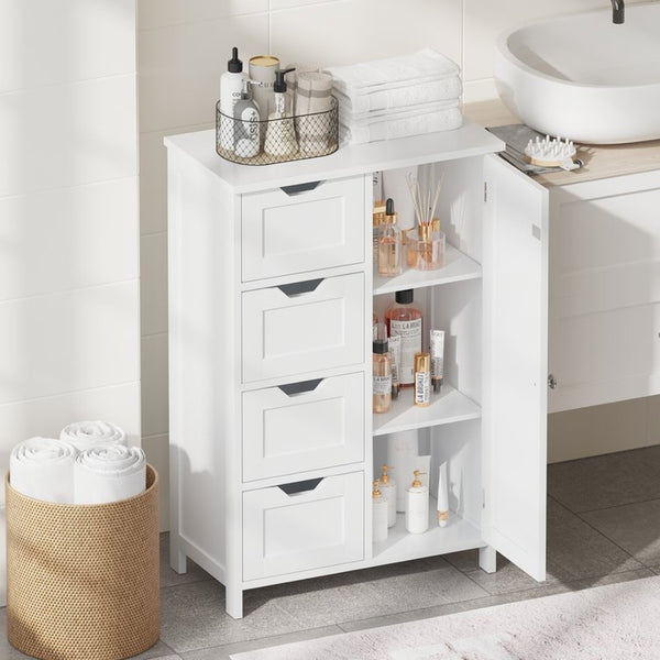 English Elm Bathroom Freestanding Cabinet with Four Drawers Mdf Organizer for Narrow Spaces W808P390790