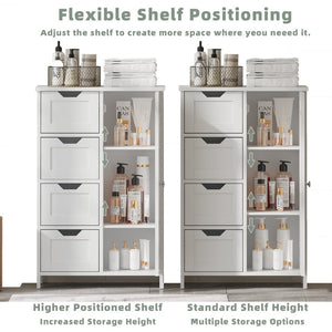 English Elm Bathroom Freestanding Cabinet with Four Drawers Mdf Organizer for Narrow Spaces W808P390790