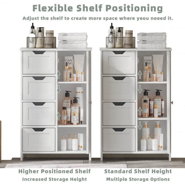 English Elm Bathroom Freestanding Cabinet with Four Drawers Mdf Organizer for Narrow Spaces W808P390790