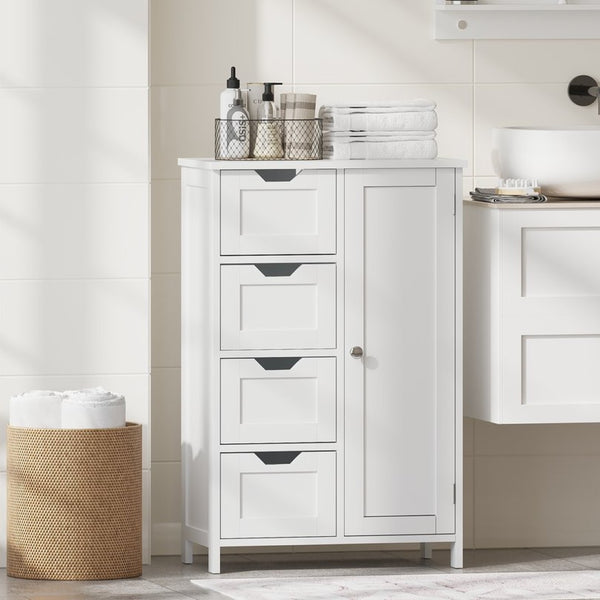 English Elm Bathroom Freestanding Cabinet with Four Drawers Mdf Organizer for Narrow Spaces W808P390790