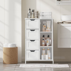 English Elm Bathroom Freestanding Cabinet with Four Drawers Mdf Organizer for Narrow Spaces W808P390790