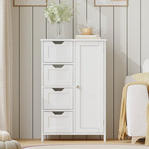 English Elm Bathroom Freestanding Cabinet with Four Drawers Mdf Organizer for Narrow Spaces W808P390790