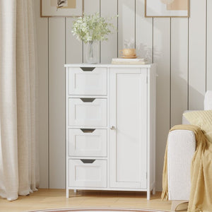 English Elm Bathroom Freestanding Cabinet with Four Drawers Mdf Organizer for Narrow Spaces W808P390790