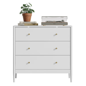English Elm 3 Drawer White Mdf Chest Compact Modern Storage Cabinet for Bedroom or Entryway W808P390792