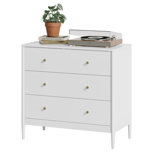 English Elm 3 Drawer White Mdf Chest Compact Modern Storage Cabinet for Bedroom or Entryway W808P390792