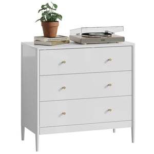 English Elm 3 Drawer White Mdf Chest Compact Modern Storage Cabinet for Bedroom or Entryway W808P390792