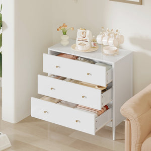 English Elm 3 Drawer White Mdf Chest Compact Modern Storage Cabinet for Bedroom or Entryway W808P390792