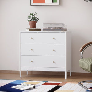 English Elm 3 Drawer White Mdf Chest Compact Modern Storage Cabinet for Bedroom or Entryway W808P390792