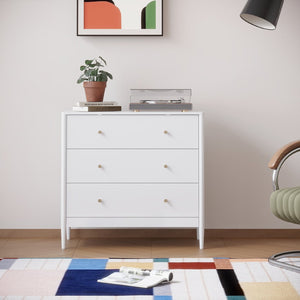 English Elm 3 Drawer White Mdf Chest Compact Modern Storage Cabinet for Bedroom or Entryway W808P390792