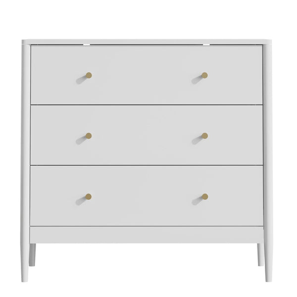 English Elm 3 Drawer White Mdf Chest Compact Modern Storage Cabinet for Bedroom or Entryway W808P390792